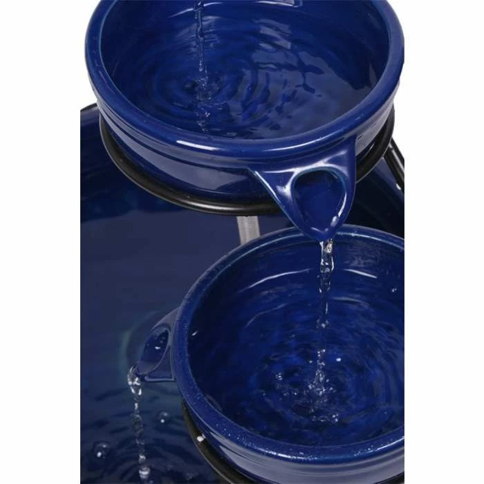 H55cm Blue Solar Ceramic Water Feature with Battery Backup and Lights by Solaray 5 H55cm Blue Solar Ceramic Water Feature with Battery Backup and Lights by Solaray - Image 3