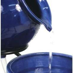 H55cm Blue Solar Ceramic Water Feature with Battery Backup and Lights by Solaray 11 H55cm Blue Solar Ceramic Water Feature with Battery Backup and Lights by Solaray -Water Features Store WF0210AWM add image 2 ea9e