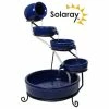 H55cm Blue Solar Ceramic Water Feature with Battery Backup and Lights by Solaray -Water Features Store WF0210AWM main image 0b27