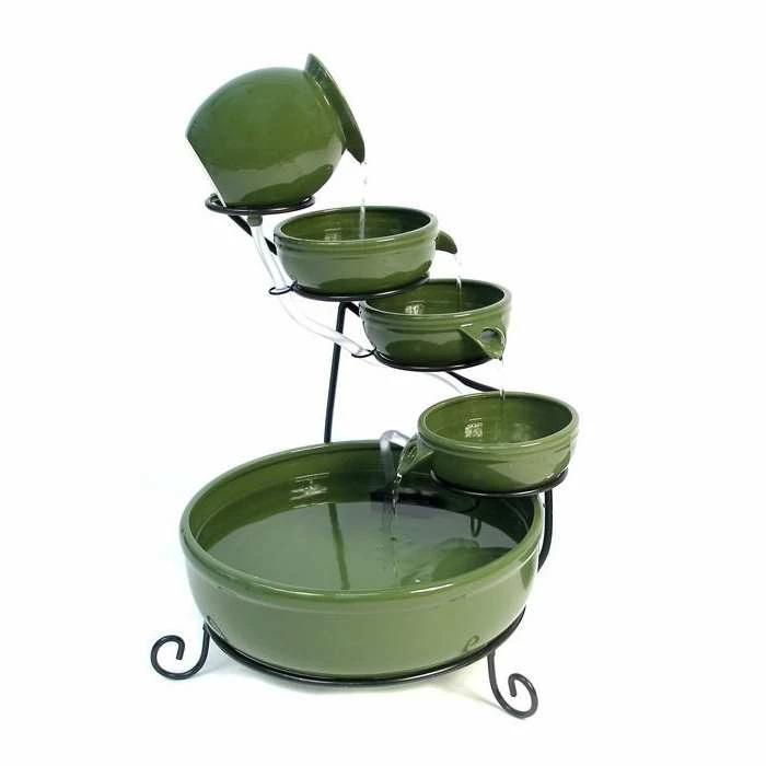 H55cm Green Solar Ceramic Water Feature with Battery Backup & LEDs by Solaray 4 H55cm Green Solar Ceramic Water Feature with Battery Backup & LEDs by Solaray - Image 2