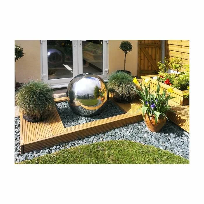 H40cm Polished Sphere Stainless Steel Water Feature with Lights by Ambienté 7 H40cm Polished Sphere Stainless Steel Water Feature with Lights by Ambienté - Image 5