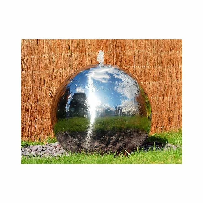 H40cm Polished Sphere Stainless Steel Water Feature with Lights by Ambienté 4 H40cm Polished Sphere Stainless Steel Water Feature with Lights by Ambienté - Image 2