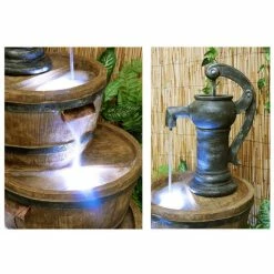 H92cm London 3-Tier Barrel & Pump Water Feature with Lights by Ambienté 12 H92cm London 3-Tier Barrel & Pump Water Feature with Lights by Ambienté -Water Features Store WF0908 add image 2 28e6