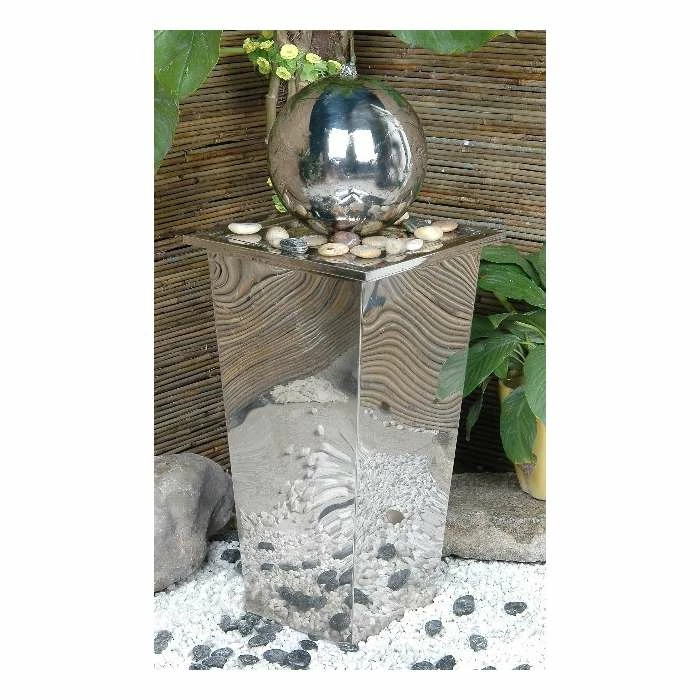 H83cm Hiro Sphere Stainless Steel Water Feature with Lights by Ambienté 5 H83cm Hiro Sphere Stainless Steel Water Feature with Lights by Ambienté - Image 3