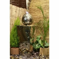 H83cm Hiro Sphere Stainless Steel Water Feature with Lights by Ambienté 16 H83cm Hiro Sphere Stainless Steel Water Feature with Lights by Ambienté -Water Features Store WF0960 add image 3 6896