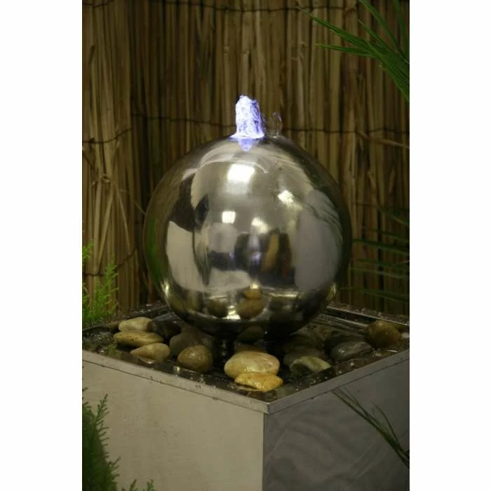 H83cm Hiro Sphere Stainless Steel Water Feature with Lights by Ambienté 8 H83cm Hiro Sphere Stainless Steel Water Feature with Lights by Ambienté - Image 6