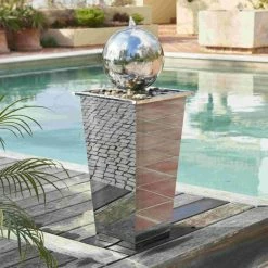 H83cm Hiro Sphere Stainless Steel Water Feature with Lights by Ambienté 21 H83cm Hiro Sphere Stainless Steel Water Feature with Lights by Ambienté -Water Features Store WF0960 add image 8 179c