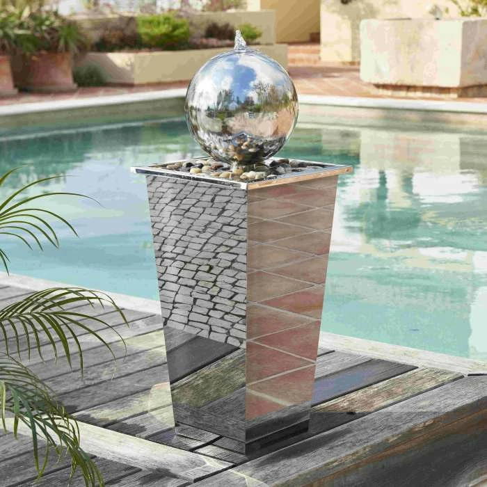 H83cm Hiro Sphere Stainless Steel Water Feature with Lights by Ambienté 12 H83cm Hiro Sphere Stainless Steel Water Feature with Lights by Ambienté - Image 10
