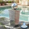 H83cm Hiro Sphere Stainless Steel Water Feature with Lights by Ambienté 2 H83cm Hiro Sphere Stainless Steel Water Feature with Lights by Ambienté -Water Features Store WF0960 main image eb81