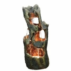 H39cm 5 Fall Open Tree Trunk Cascading Fountain with Lights