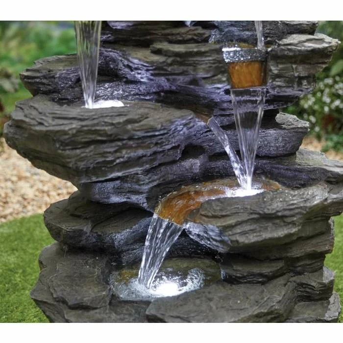 H100cm Hinoki Springs Cascading Water Feature with Lights 6 H100cm Hinoki Springs Cascading Water Feature with Lights - Image 4