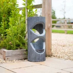 81cm Textured Column Rain Fall Effect Water Feature By Ambienté -Water Features Store WF10435 3 1c40