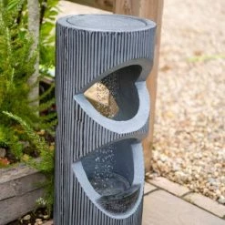 81cm Textured Column Rain Fall Effect Water Feature By Ambienté -Water Features Store WF10435 4 e6eb