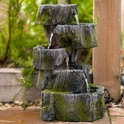 56cm 5 Tier Tree Trunk Falls Cascading Water Feature By Ambienté