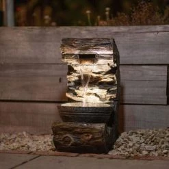 53cm Wooden Wall Pouring Bowl Cascading Water Feature By Ambienté 11 53cm Wooden Wall Pouring Bowl Cascading Water Feature By Ambienté -Water Features Store WF10439 3 533f