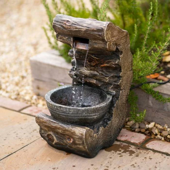 53cm Wooden Wall Pouring Bowl Cascading Water Feature By Ambienté 3 53cm Wooden Wall Pouring Bowl Cascading Water Feature By Ambienté