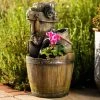 60cm Rustic Tap Bucket And Barrel Tiered Planter Water Feature With Lights By Ambienté -Water Features Store WF10454 MAIN2 57b1