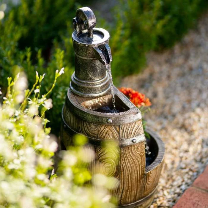 61cm Water Pump Tap And Open Barrel Cascading Planter Water Feature With Lights By Ambienté 4 61cm Water Pump Tap And Open Barrel Cascading Planter Water Feature With Lights By Ambienté - Image 2