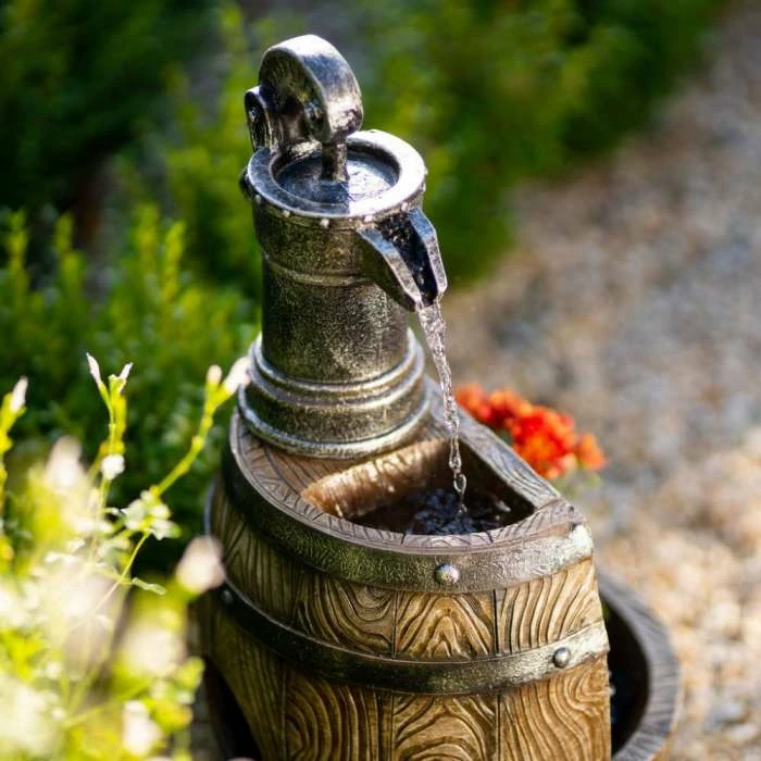 61cm Water Pump Tap And Open Barrel Cascading Planter Water Feature With Lights By Ambienté 5 61cm Water Pump Tap And Open Barrel Cascading Planter Water Feature With Lights By Ambienté - Image 3