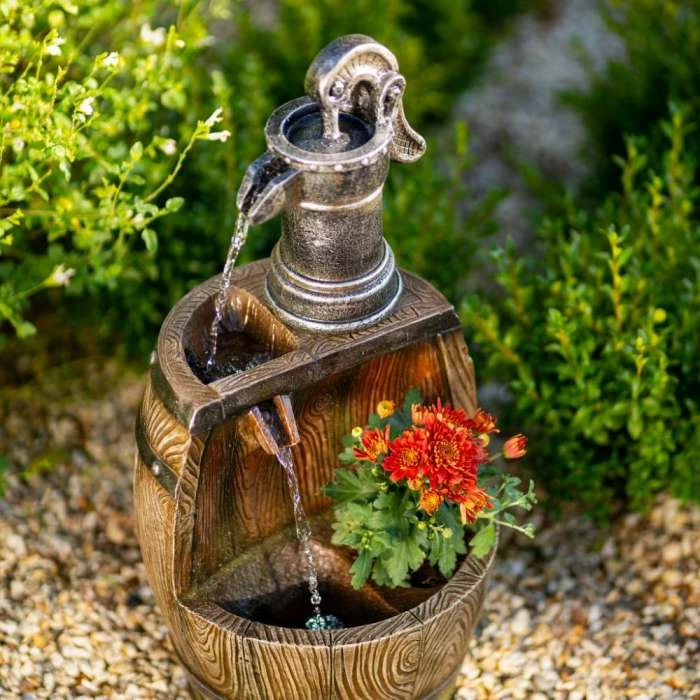 61cm Water Pump Tap And Open Barrel Cascading Planter Water Feature With Lights By Ambienté 6 61cm Water Pump Tap And Open Barrel Cascading Planter Water Feature With Lights By Ambienté - Image 4