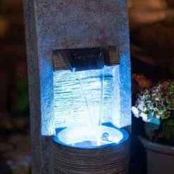 91cm Stone Effect Ripple Wall and Bowl Cascading Planter Water Feature With Lights By Ambienté 12 91cm Stone Effect Ripple Wall and Bowl Cascading Planter Water Feature With Lights By Ambienté -Water Features Store WF10457 3 501c