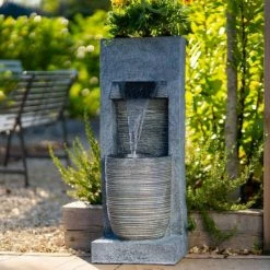 91cm Stone Effect Ripple Wall and Bowl Cascading Planter Water Feature With Lights By Ambienté 17 91cm Stone Effect Ripple Wall and Bowl Cascading Planter Water Feature With Lights By Ambienté -Water Features Store WF10457 8 b5c1