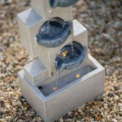 53cm Solar Grey Column Pouring Bowls Tiered Cascading Water Feature With Battery Backup and Lights By Solaray 15 53cm Solar Grey Column Pouring Bowls Tiered Cascading Water Feature With Battery Backup and Lights By Solaray -Water Features Store WF10469 6 e39c