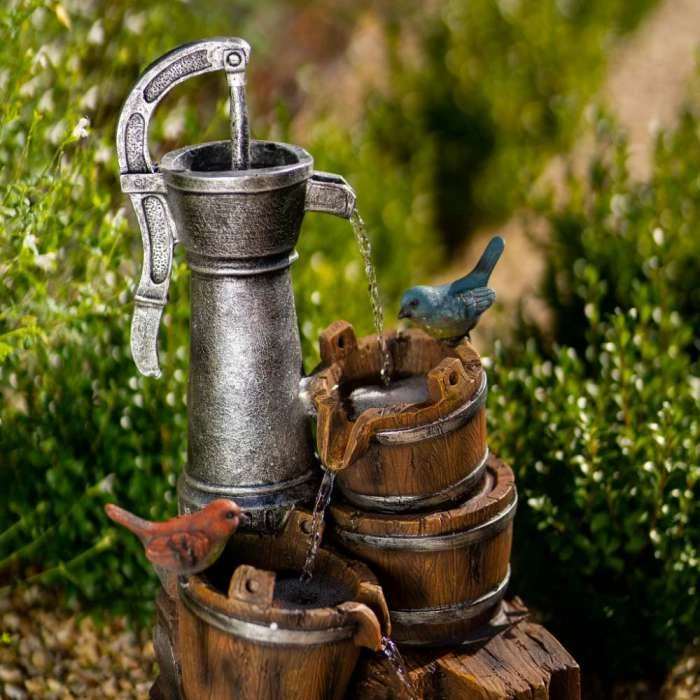 62cm Solar Birds At The Well Tiered Cascading Water Feature With Battery Backup and Lights By Solaray 7 62cm Solar Birds At The Well Tiered Cascading Water Feature With Battery Backup and Lights By Solaray - Image 5