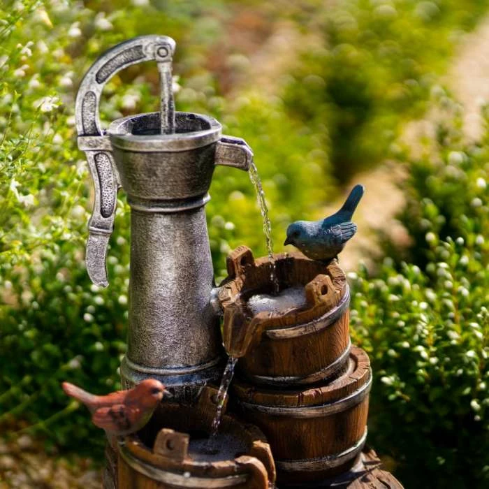 62cm Solar Birds At The Well Tiered Cascading Water Feature With Battery Backup and Lights By Solaray 9 62cm Solar Birds At The Well Tiered Cascading Water Feature With Battery Backup and Lights By Solaray - Image 7