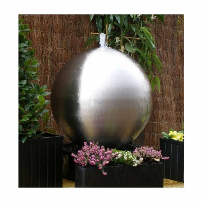 H75cm Brushed Sphere Stainless Steel Water Feature with Lights by Ambienté 7 H75cm Brushed Sphere Stainless Steel Water Feature with Lights by Ambienté - Image 5