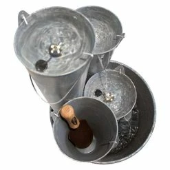 H70cm Borelli 3-Tier Bucket Cascading Zinc Water Feature Planter with Lights - Ambienté -Water Features Store WF20015 add image 2 a089