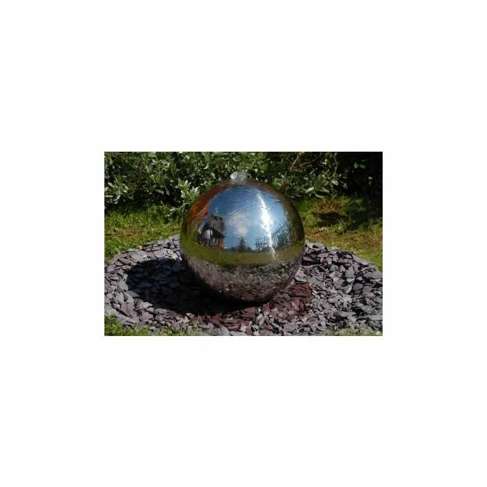 H100cm Sphere Polished Stainless Steel Water Feature with Lights by Ambienté 3 H100cm Sphere Polished Stainless Steel Water Feature with Lights by Ambienté