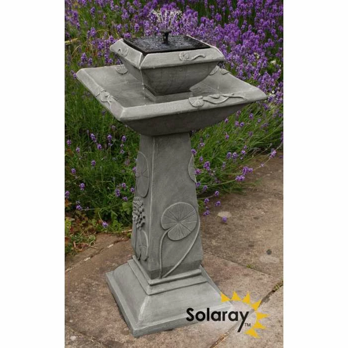 H79cm Spring Lilly Solar Bird Bath Water Feature with Lights by Solaray 3 H79cm Spring Lilly Solar Bird Bath Water Feature with Lights by Solaray