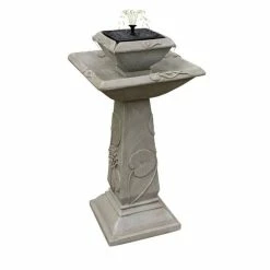 H79cm Spring Lilly Solar Bird Bath Water Feature with Lights by Solaray 10 H79cm Spring Lilly Solar Bird Bath Water Feature with Lights by Solaray -Water Features Store WF3210A rollover image d74d