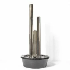H121cm 3 Polished Tubes Stainless Steel Water Feature with Lights | Indoor/Outdoor Use by Ambienté -Water Features Store WF3392 add image 4 6bfa