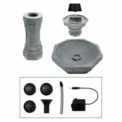 H75cm Castille Solar Bird Bath Water Feature with Lights by Solaray -Water Features Store WF3445A add image 4 47d9