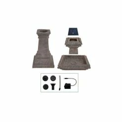 H80cm Pizzaro Solar Bird Bath Water Feature with Lights by Solaray -Water Features Store WF3621A add image 6 f714