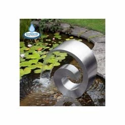 H66cm Curve Stainless Steel Cascading Water Feature with Reservoir by Ambienté
