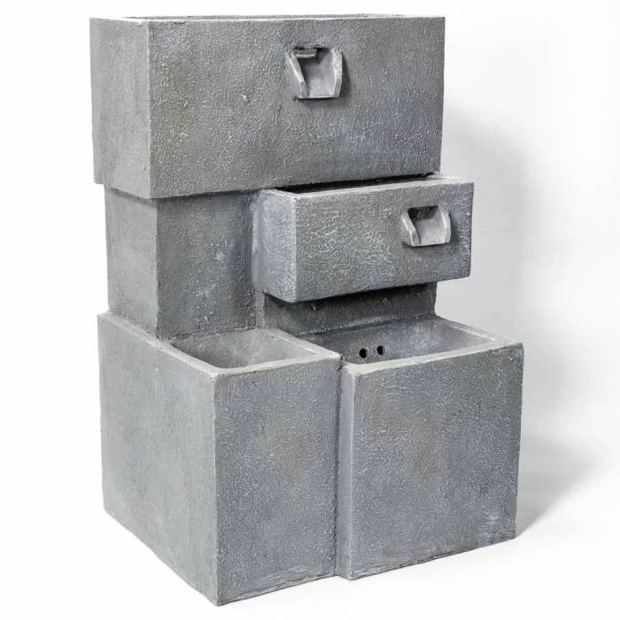 H78cm Higgledy Troughs Water Feature & Planter with Lights | Indoor/Outdoor Use by Ambienté 4 H78cm Higgledy Troughs Water Feature & Planter with Lights | Indoor/Outdoor Use by Ambienté - Image 2