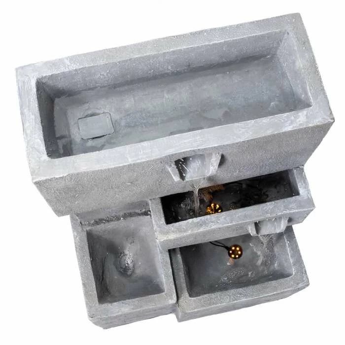 H78cm Higgledy Troughs Water Feature & Planter with Lights | Indoor/Outdoor Use by Ambienté 5 H78cm Higgledy Troughs Water Feature & Planter with Lights | Indoor/Outdoor Use by Ambienté - Image 3