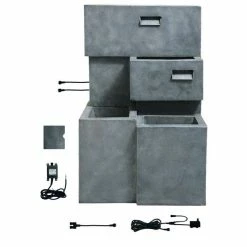 H78cm Higgledy Troughs Water Feature & Planter with Lights | Indoor/Outdoor Use by Ambienté 14 H78cm Higgledy Troughs Water Feature & Planter with Lights | Indoor/Outdoor Use by Ambienté -Water Features Store WF3687 add image 5 e95f