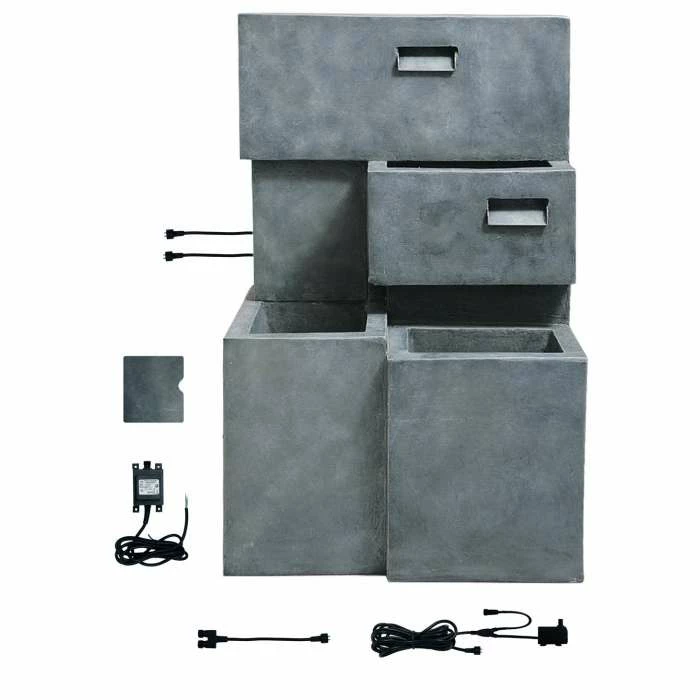 H78cm Higgledy Troughs Water Feature & Planter with Lights | Indoor/Outdoor Use by Ambienté 8 H78cm Higgledy Troughs Water Feature & Planter with Lights | Indoor/Outdoor Use by Ambienté - Image 6