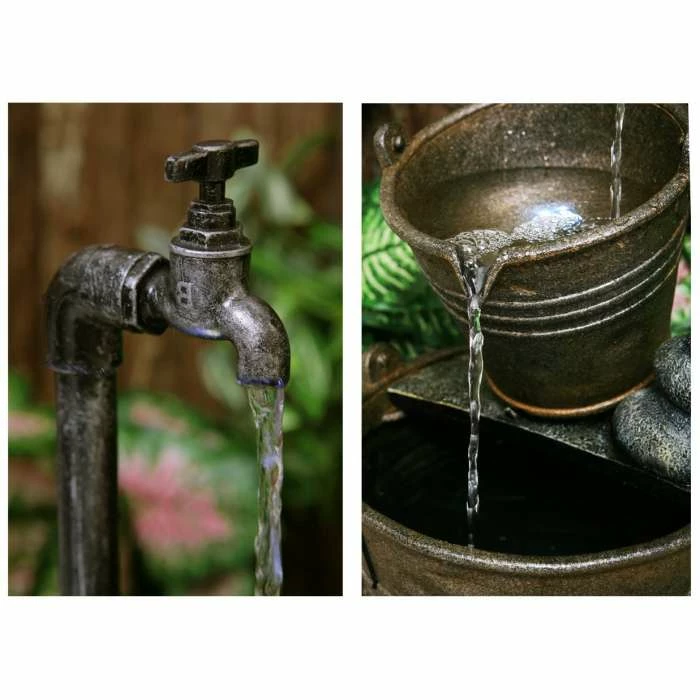 H76cm Tap and Bucket Water Feature with Lights | Indoor/Outdoor Use by Ambienté 5 H76cm Tap and Bucket Water Feature with Lights | Indoor/Outdoor Use by Ambienté - Image 3
