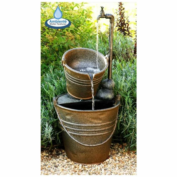 H76cm Tap and Bucket Water Feature with Lights | Indoor/Outdoor Use by Ambienté 3 H76cm Tap and Bucket Water Feature with Lights | Indoor/Outdoor Use by Ambienté