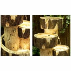 H75cm 3-Tier Log Cascading Water Feature with Lights | Indoor/Outdoor Use by Ambienté -Water Features Store WF3813 add image 1 d85d