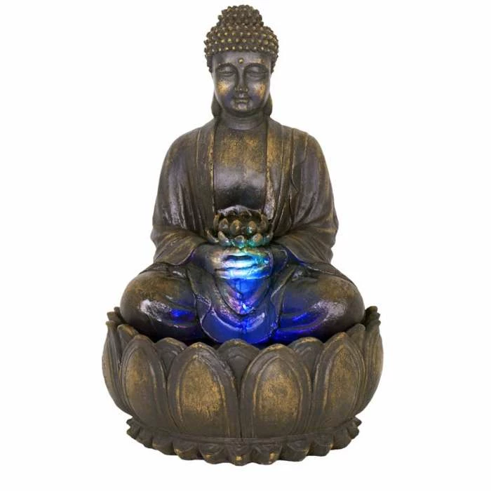 H57cm Blossoming Buddha Water Feature with Lights | Indoor/Outdoor Use by Ambienté 4 H57cm Blossoming Buddha Water Feature with Lights | Indoor/Outdoor Use by Ambienté - Image 2