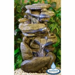 H100cm Thornton Hops 3-Tier Water Feature with Lights by Ambienté