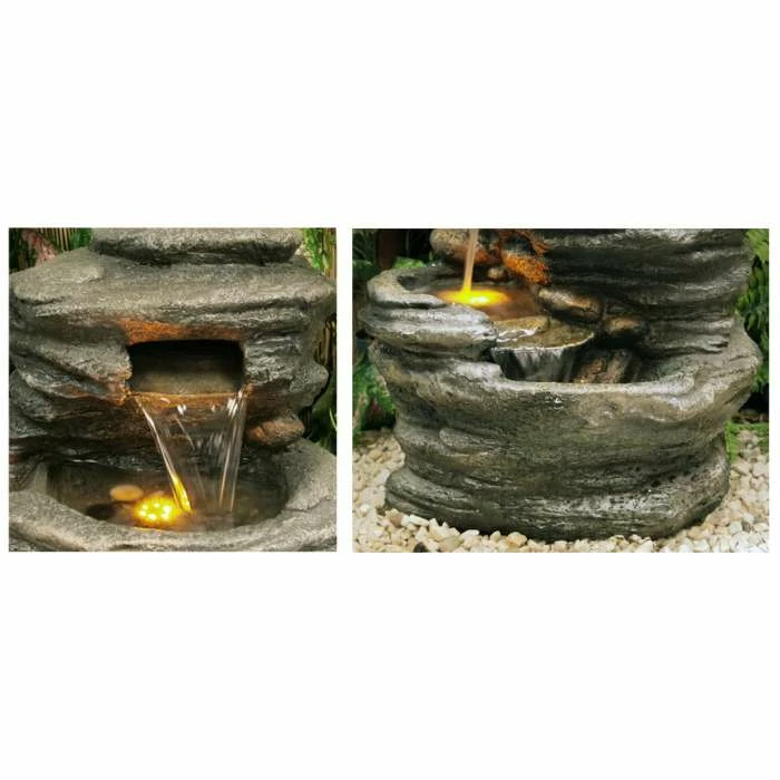 H100cm 4-Tier Rock Pool Cascading Water Feature with Lights | Indoor/Outdoor Use by Ambienté 6 H100cm 4-Tier Rock Pool Cascading Water Feature with Lights | Indoor/Outdoor Use by Ambienté - Image 4