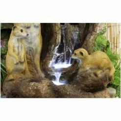 H56cm Meerkat Falls Water Feature with Lights | Indoor/Outdoor Use by Ambienté -Water Features Store WF3968 add image 1 b52d