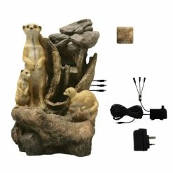 H56cm Meerkat Falls Water Feature with Lights | Indoor/Outdoor Use by Ambienté -Water Features Store WF3968 add image 5 c9c5